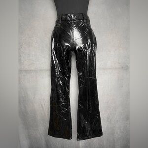 Delia’s black faux latex cropped flare pants size xs